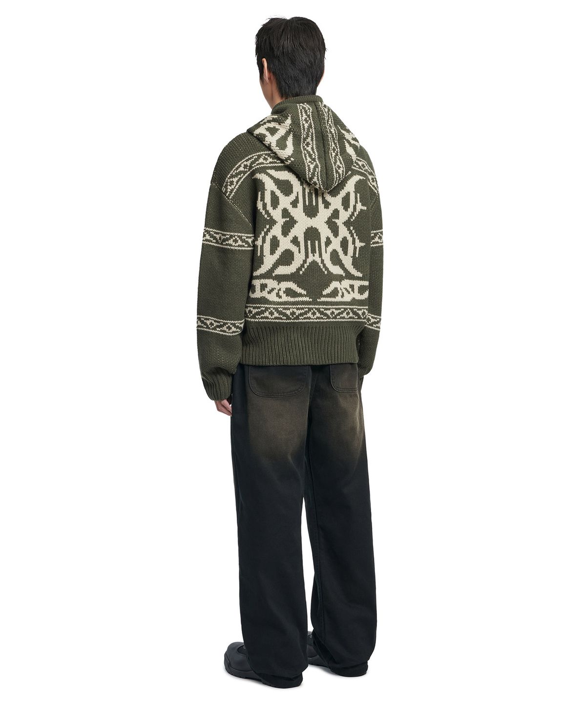 노매뉴얼(NOMANUAL) COWICHAN HOODED ZIP-UP - KHAKI