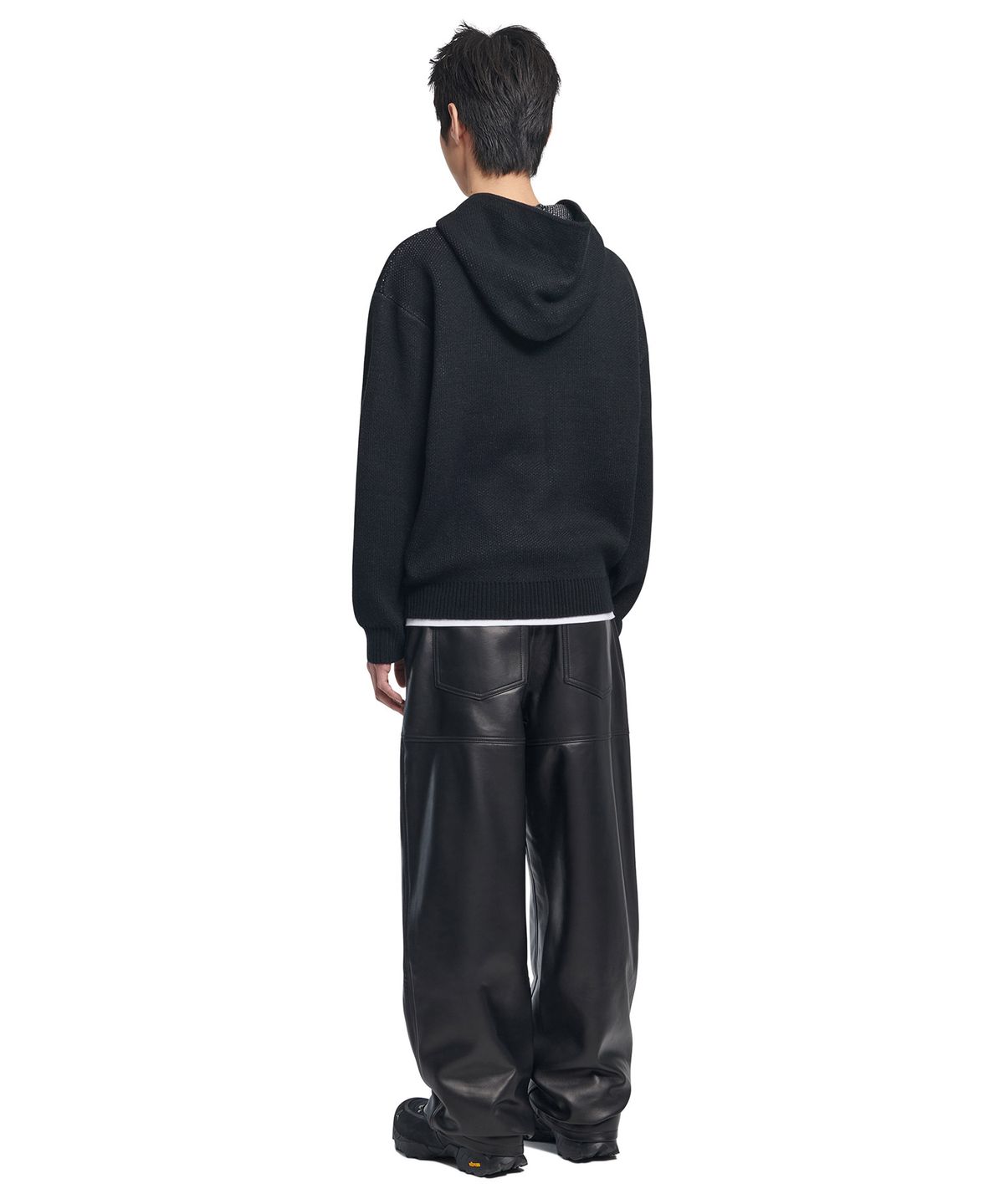 노매뉴얼(NOMANUAL) NM SKULL HAND COWICHAN HOODED ZIP-UP - BLACK