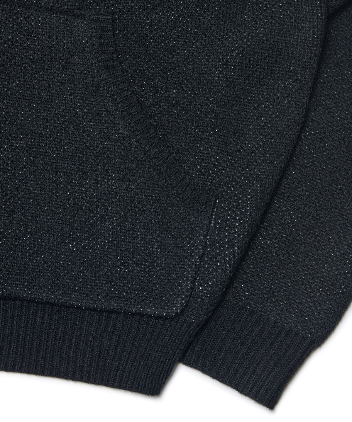 노매뉴얼(NOMANUAL) NM SKULL HAND COWICHAN HOODED ZIP-UP - BLACK