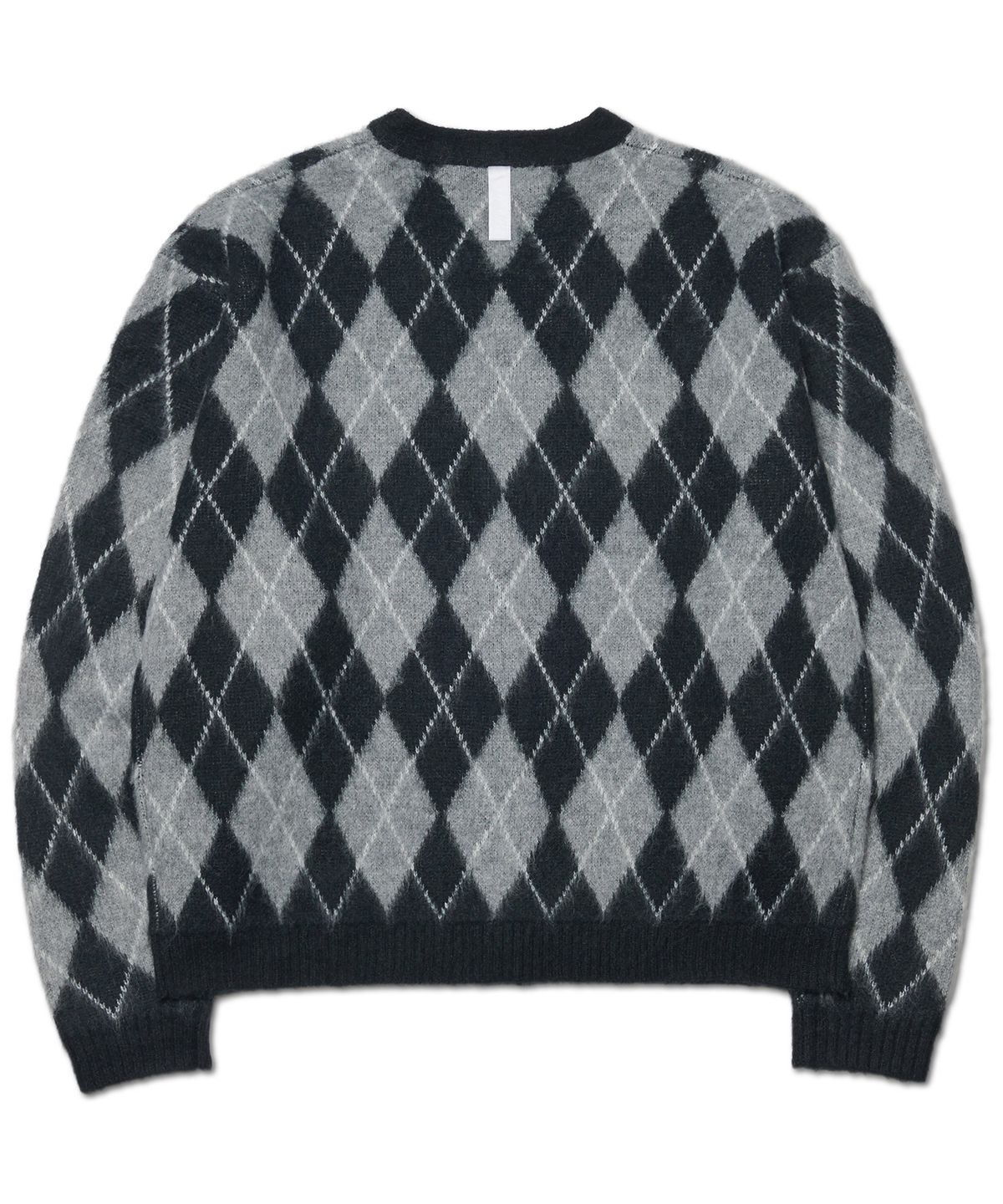 노매뉴얼(NOMANUAL) ARGYLE HAIRY CARDIGAN - GRAY