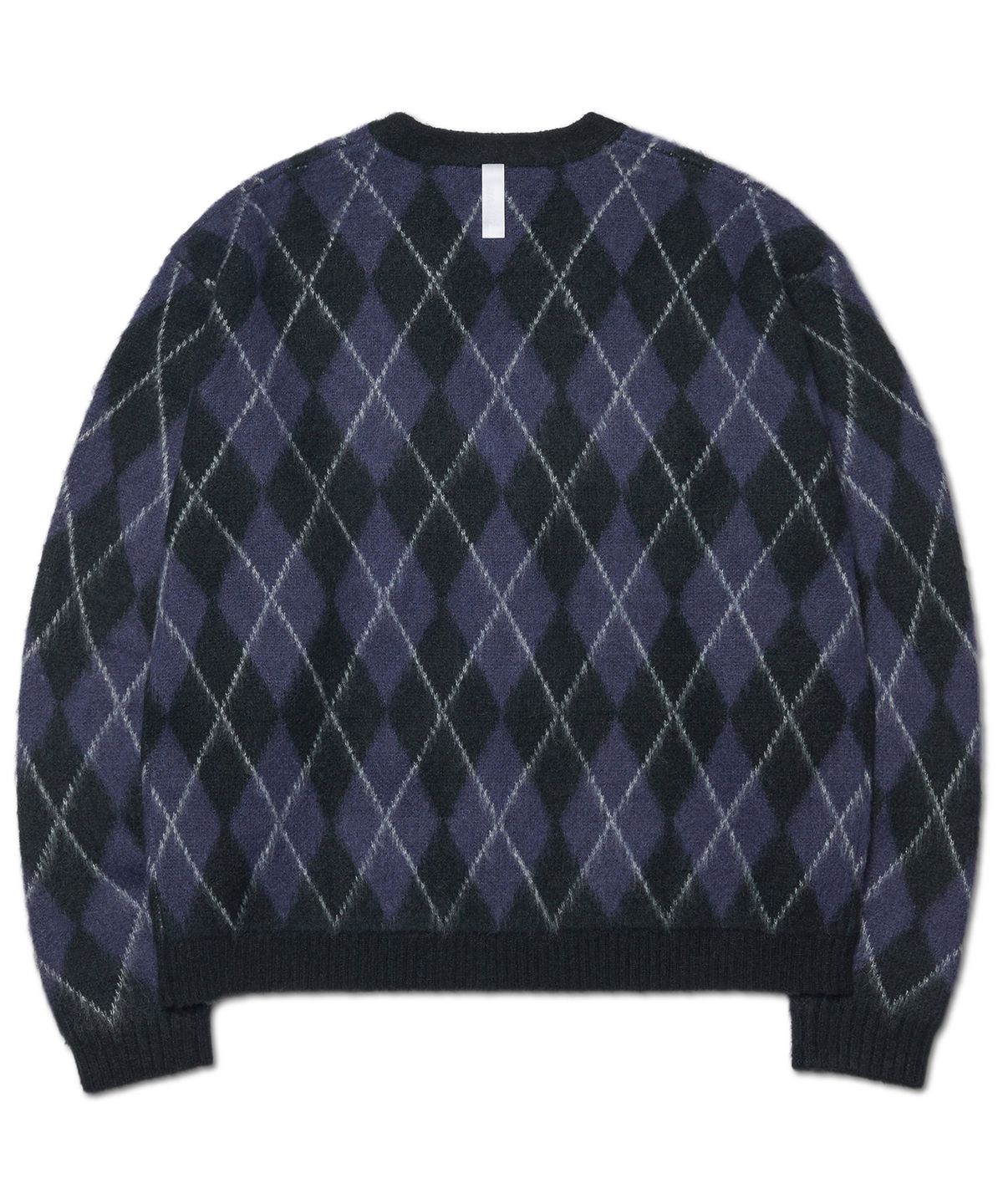 노매뉴얼(NOMANUAL) ARGYLE HAIRY CARDIGAN - DARK NAVY