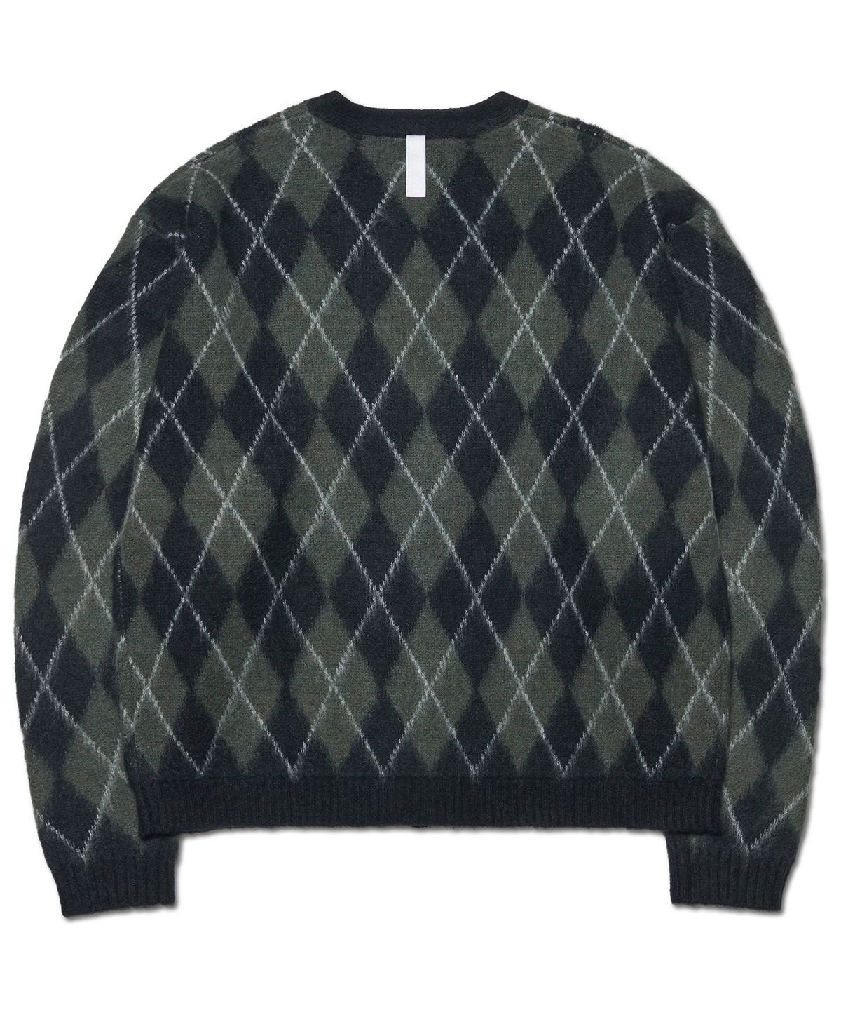 노매뉴얼(NOMANUAL) ARGYLE HAIRY CARDIGAN - KHAKI