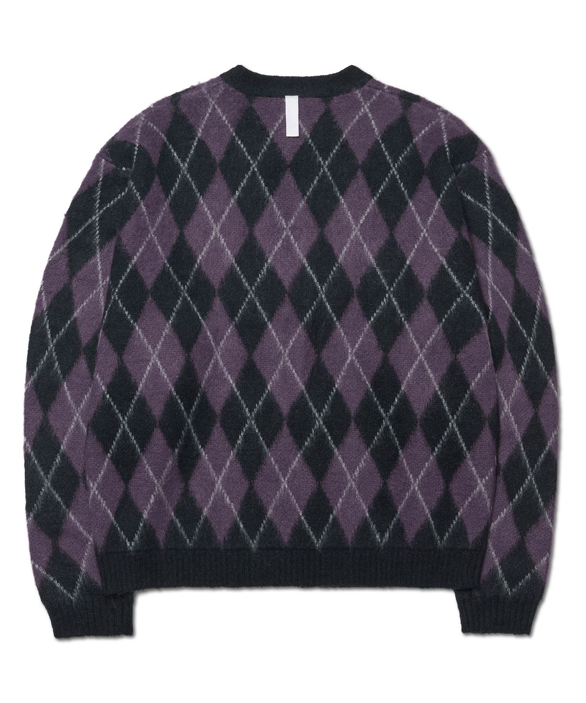 노매뉴얼(NOMANUAL) ARGYLE HAIRY CARDIGAN - PURPLE