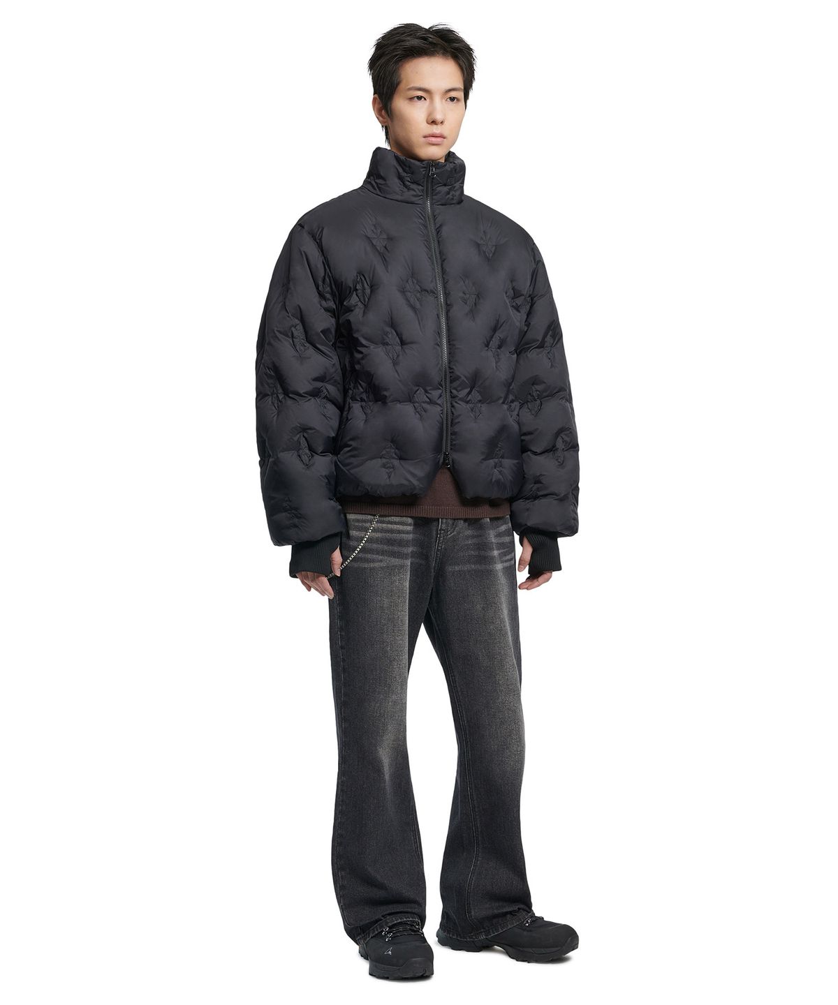 노매뉴얼(NOMANUAL) L.S SHORT DOWN JACKET - BLACK