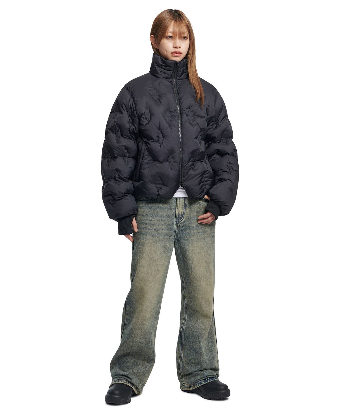 노매뉴얼(NOMANUAL) L.S SHORT DOWN JACKET - BLACK