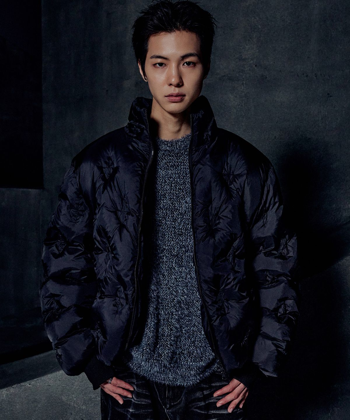 노매뉴얼(NOMANUAL) L.S SHORT DOWN JACKET - BLACK