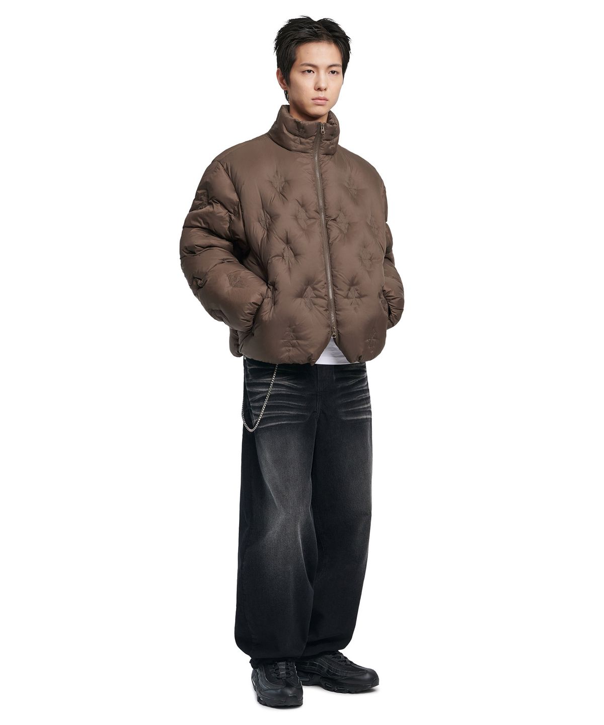 노매뉴얼(NOMANUAL) L.S SHORT DOWN JACKET - DEEP BROWN