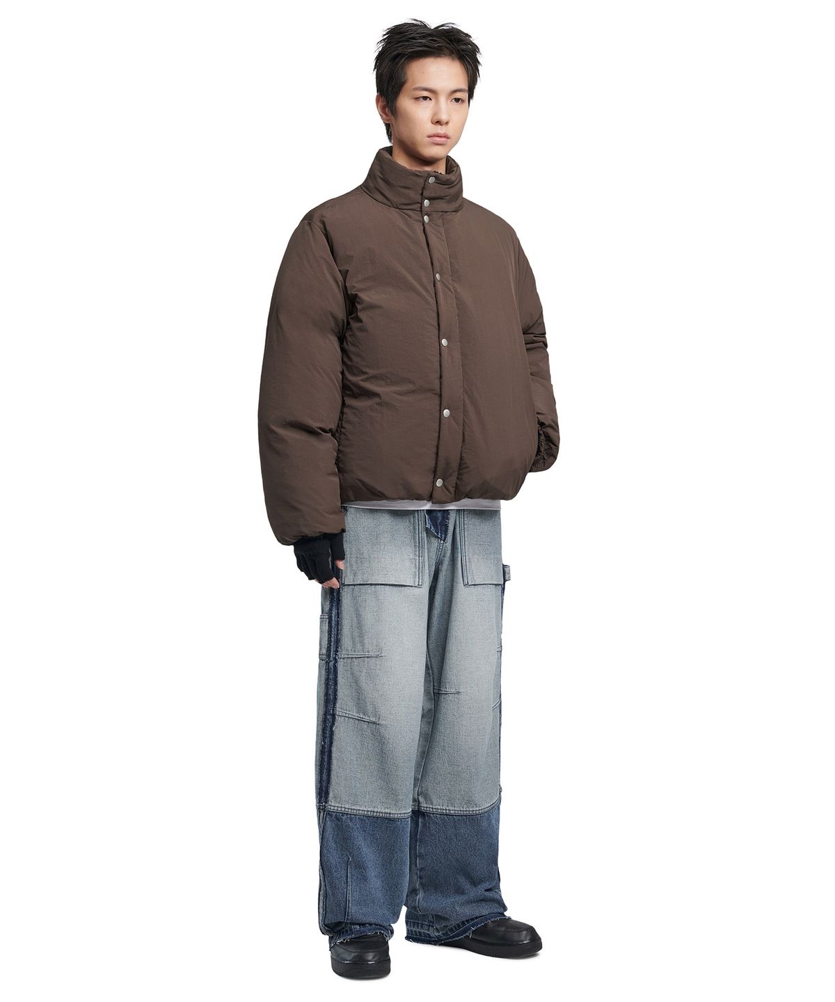 노매뉴얼(NOMANUAL) PLAIN DUCK DOWN JACKET - DARK BROWN