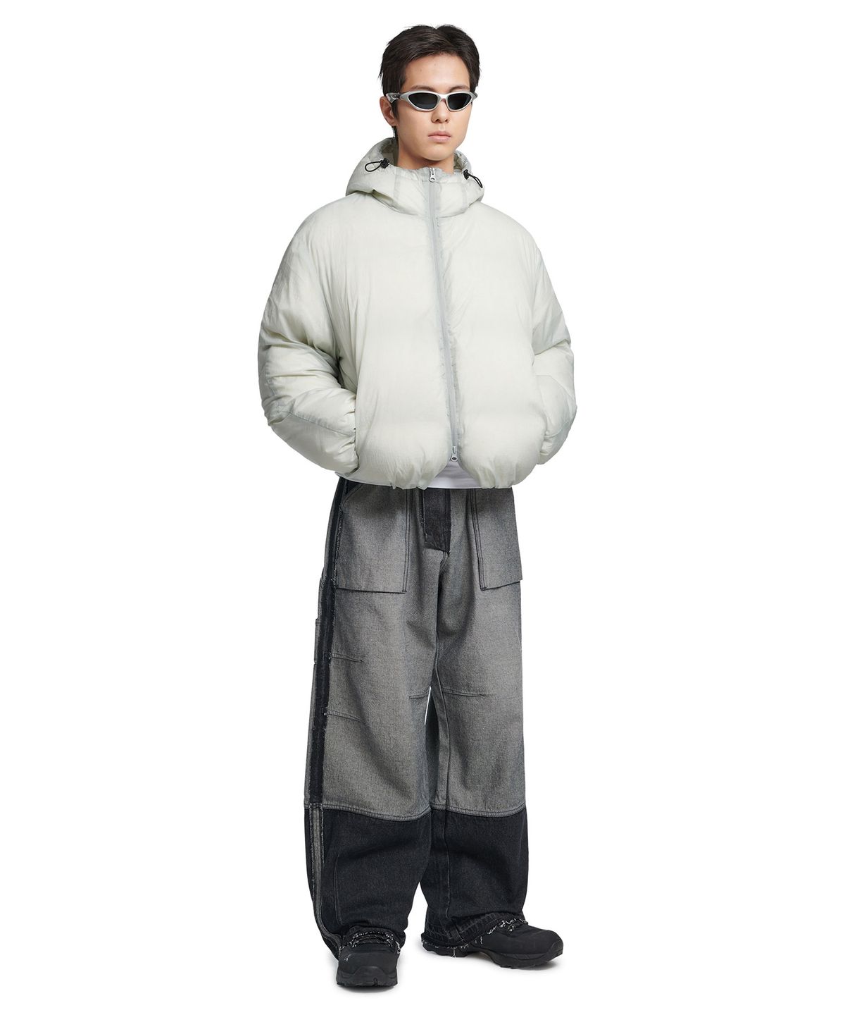 노매뉴얼(NOMANUAL) SHEER DOWN JACKET - LIGHT GRAY