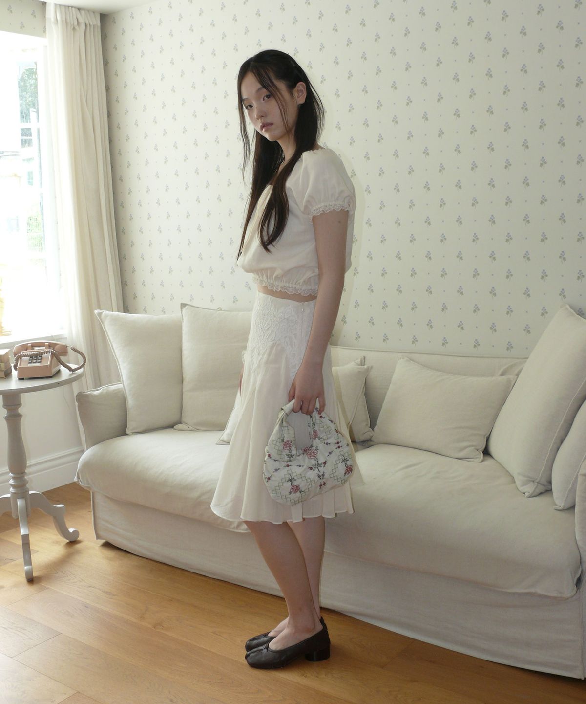 루루서울(LOULOUSEOUL) Zen Lace String Top (Oat Cream)