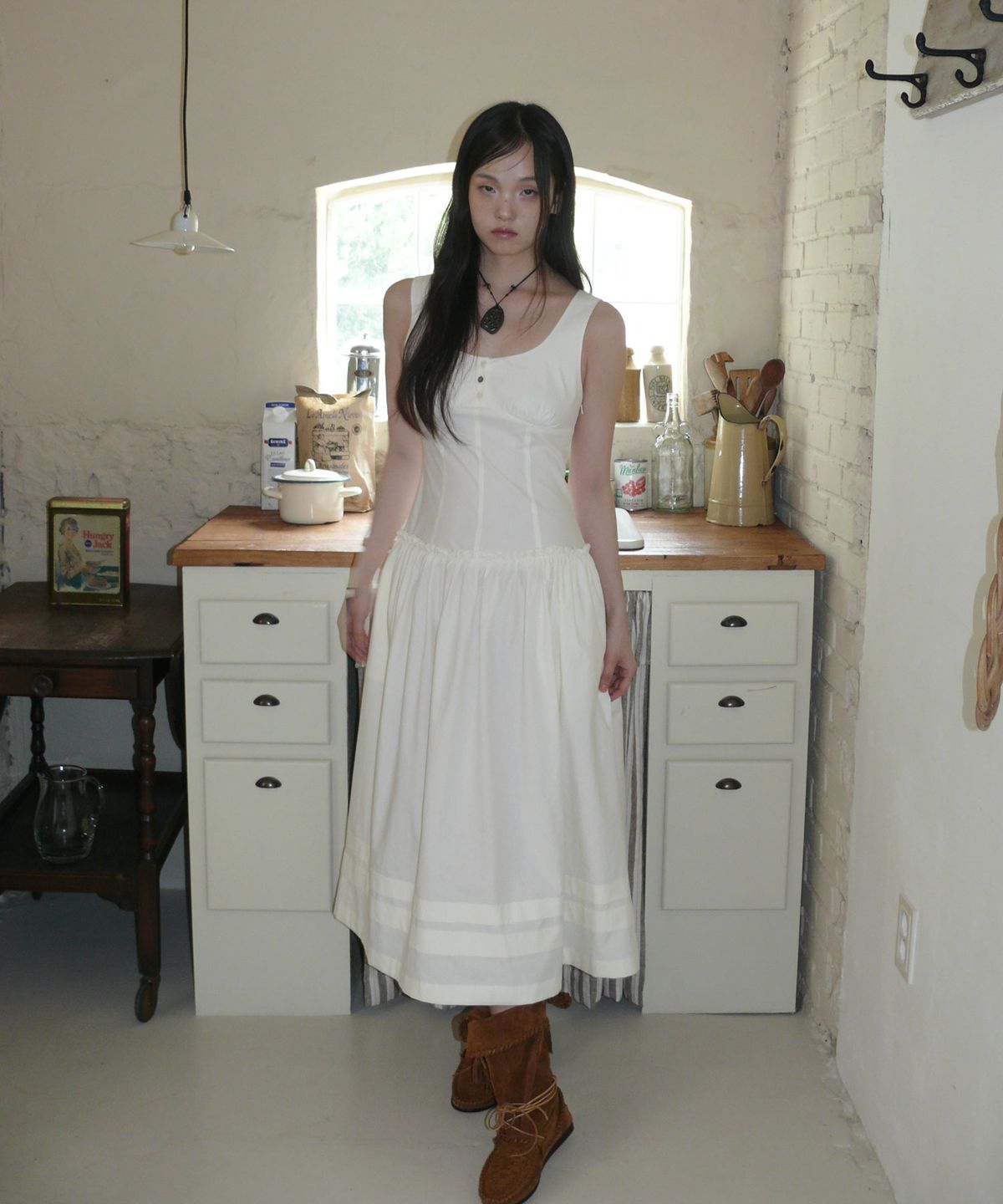 루루서울(LOULOUSEOUL) Villa Long Dress (Cream)
