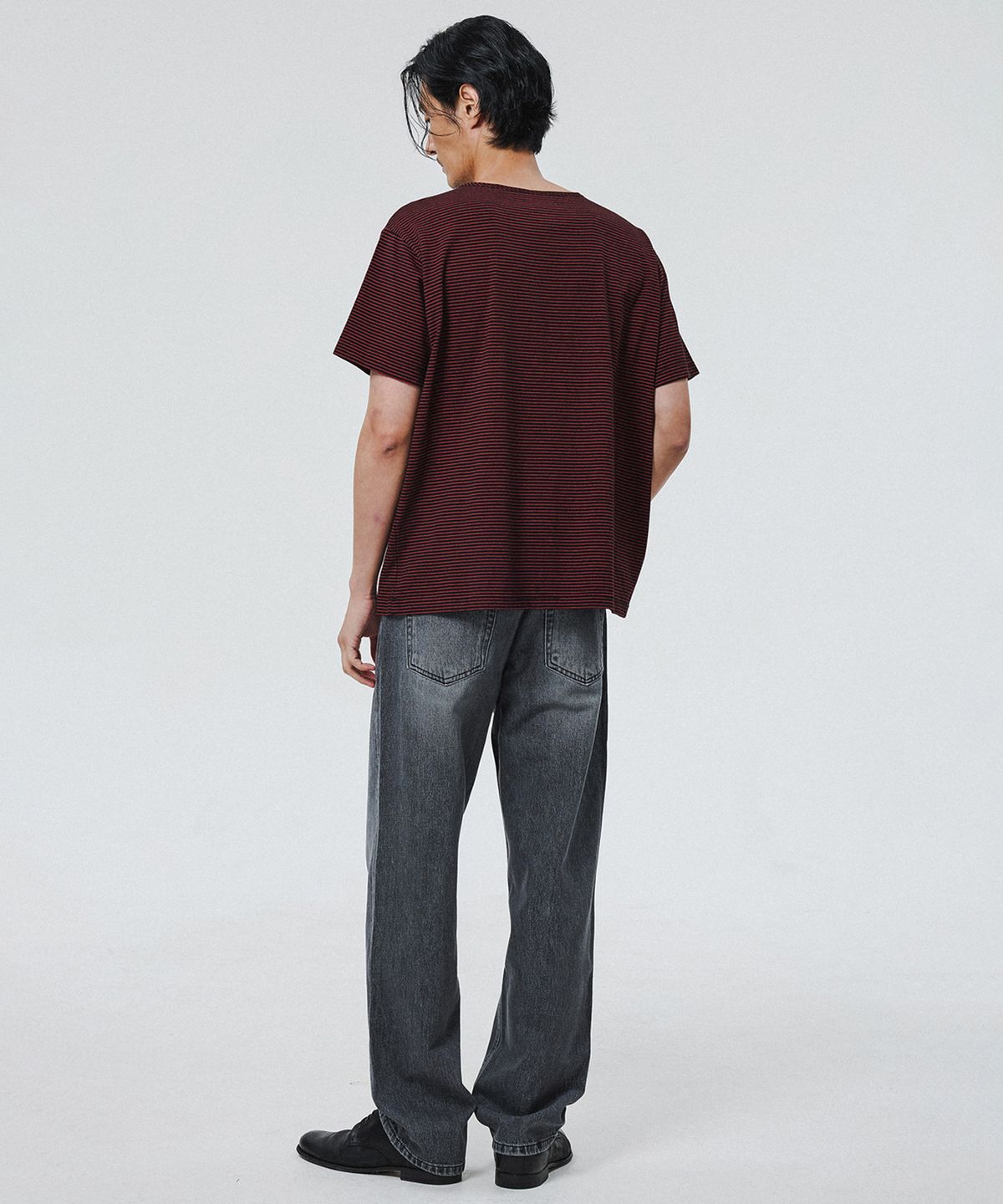 셔터(SHIRTER) SOFT STRIPE T-SHIRT (BLACK RED)