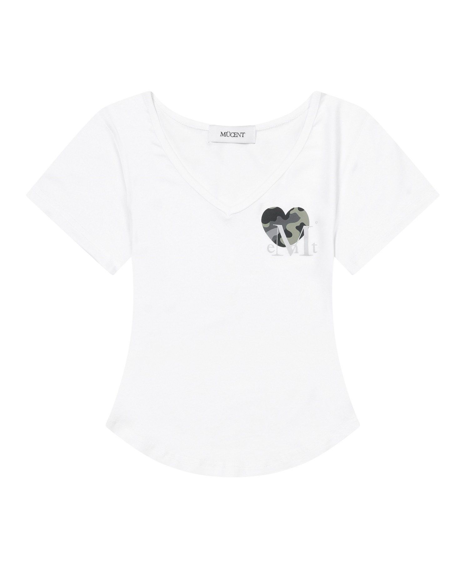 ★ MUCENT★ Heart camo T-shirt ハート カモ 半袖Tシャツ MUSINSA | MUCENT Vein Heart Camo V-Neck Short Sleeve Tee (3