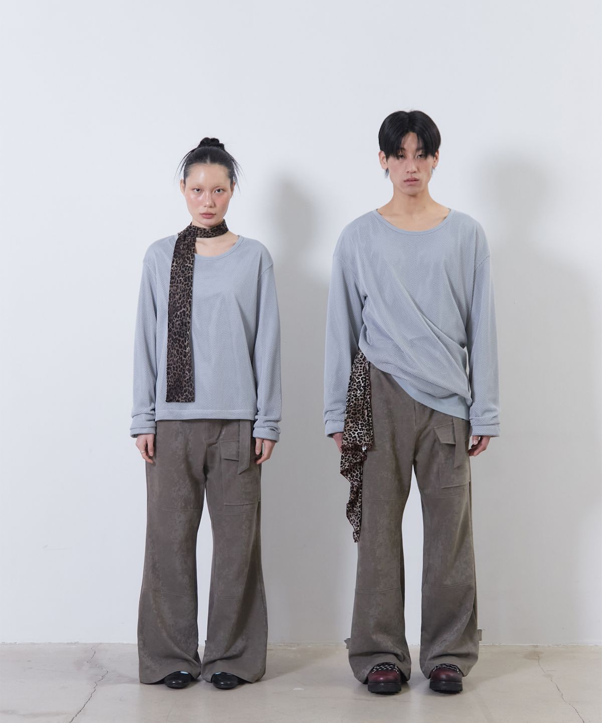 떼마(THEMA) belted stained flare pants (taupe)