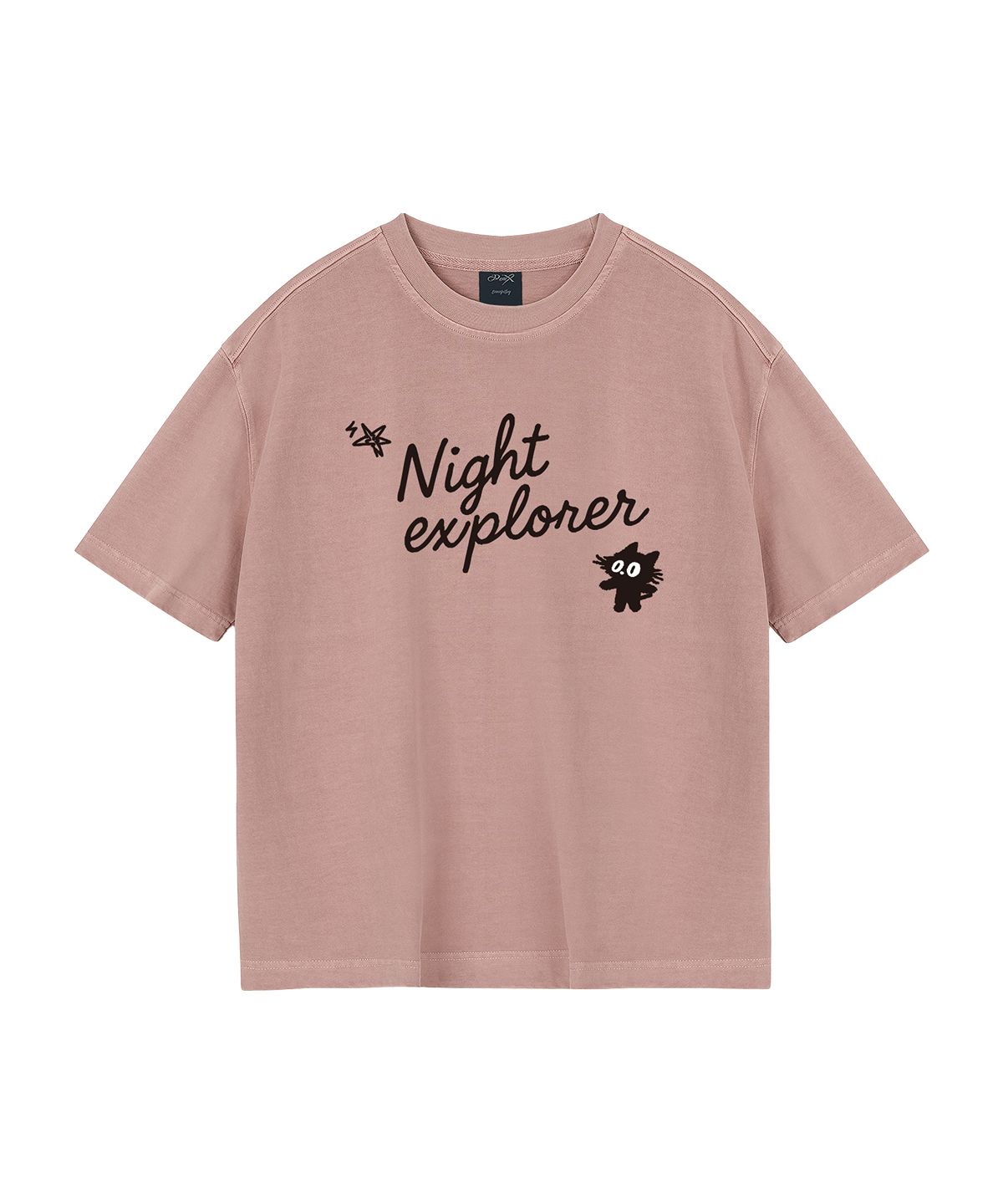 와일드락(WILDROCK) Hollysheesh Night explorer Cat 피그먼트 오버핏 반팔 티셔츠_6 COL (크롭 포함)