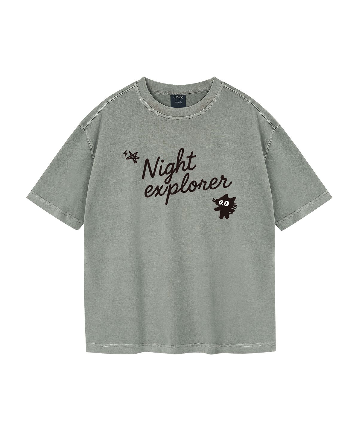 와일드락(WILDROCK) Hollysheesh Night explorer Cat 피그먼트 오버핏 반팔 티셔츠_6 COL (크롭 포함)