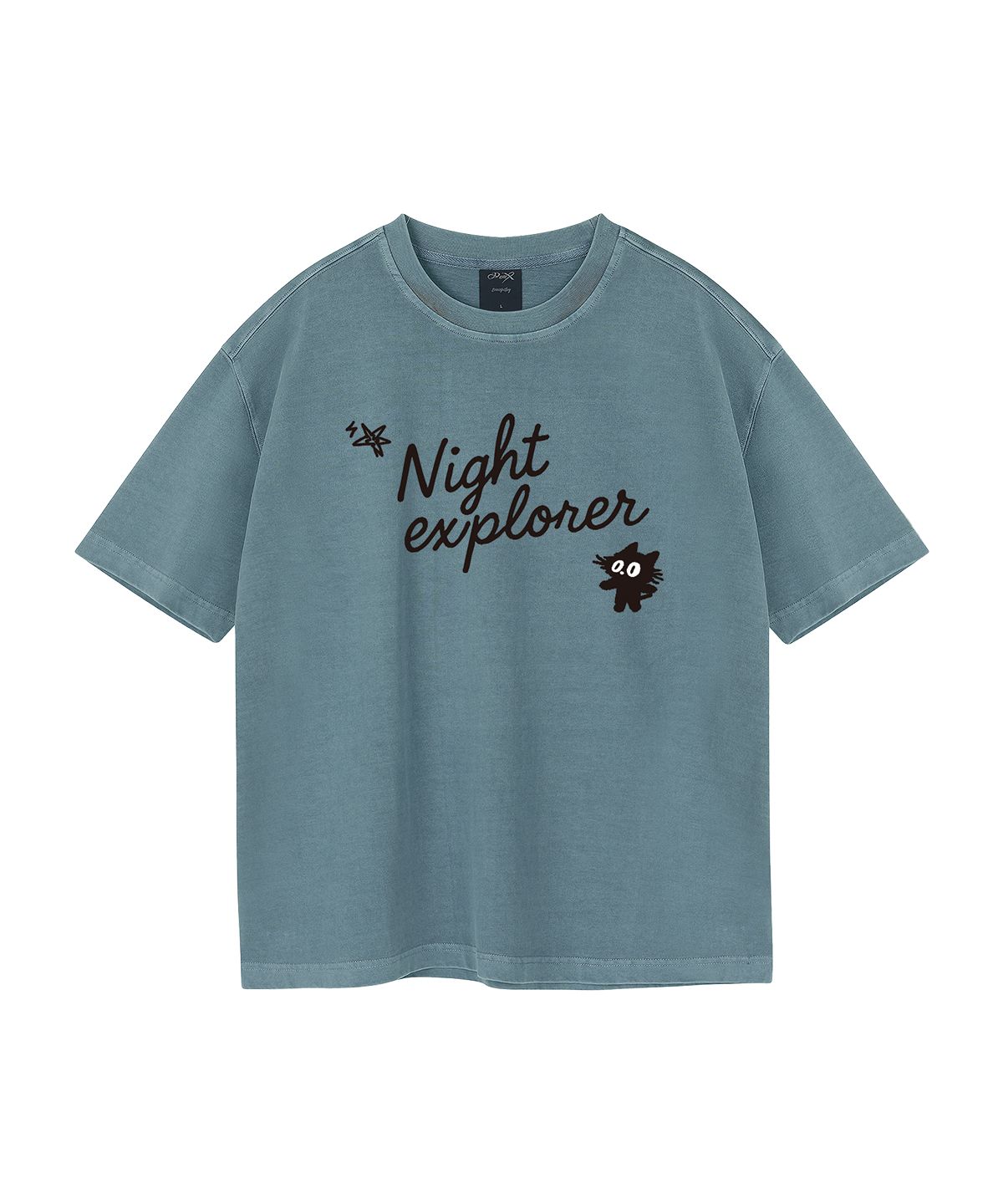 와일드락(WILDROCK) Hollysheesh Night explorer Cat 피그먼트 오버핏 반팔 티셔츠_6 COL (크롭 포함)