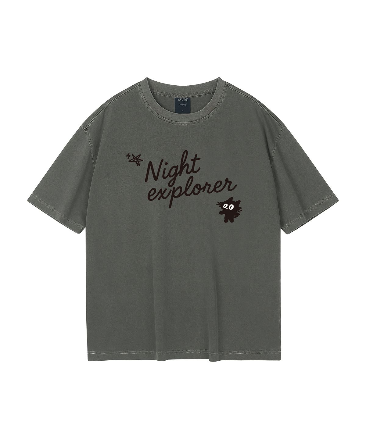 와일드락(WILDROCK) Hollysheesh Night explorer Cat 피그먼트 오버핏 반팔 티셔츠_6 COL (크롭 포함)
