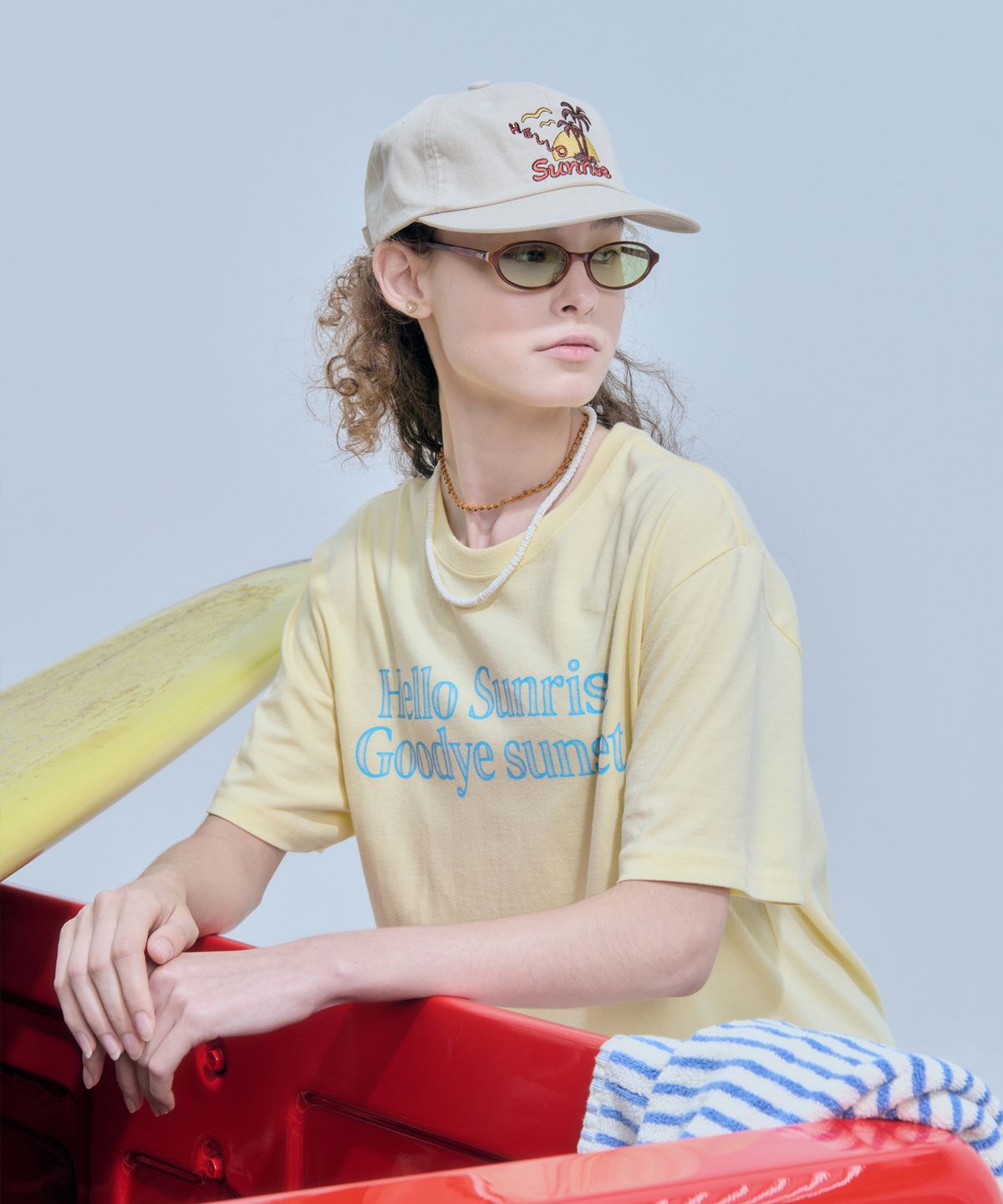 헬로 선라이즈(HELLO SUNRISE) Palm Tree Logo 6Panel Cap_Beige