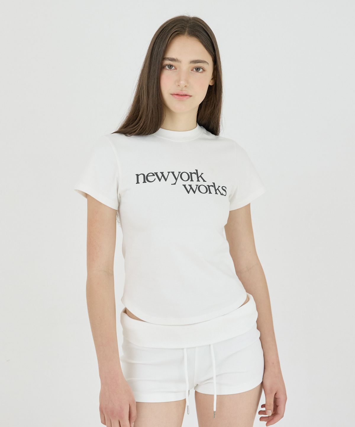 뉴욕웍스(NEWYORKWORKS) 프린팅 우먼핏 티셔츠_ 화이트
