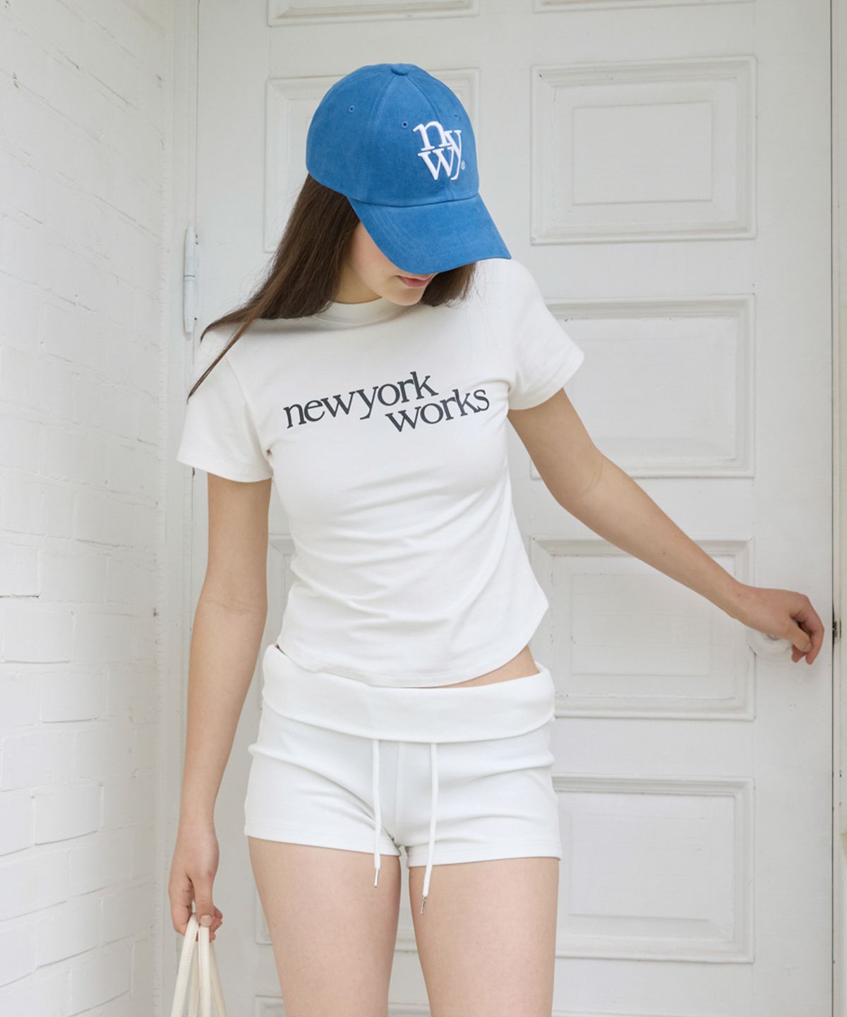 뉴욕웍스(NEWYORKWORKS) 프린팅 우먼핏 티셔츠_ 화이트