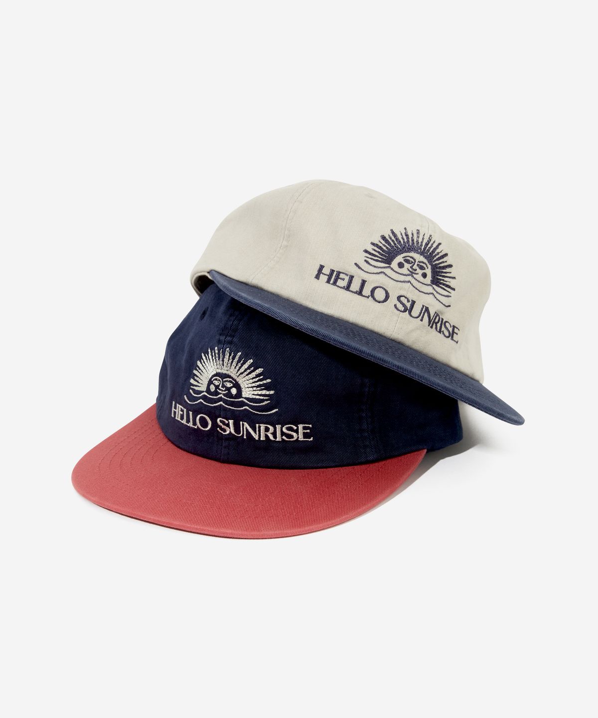 헬로 선라이즈(HELLO SUNRISE) Two Tone Washed OG Logo 6panel Cap_Navy & VTG Red