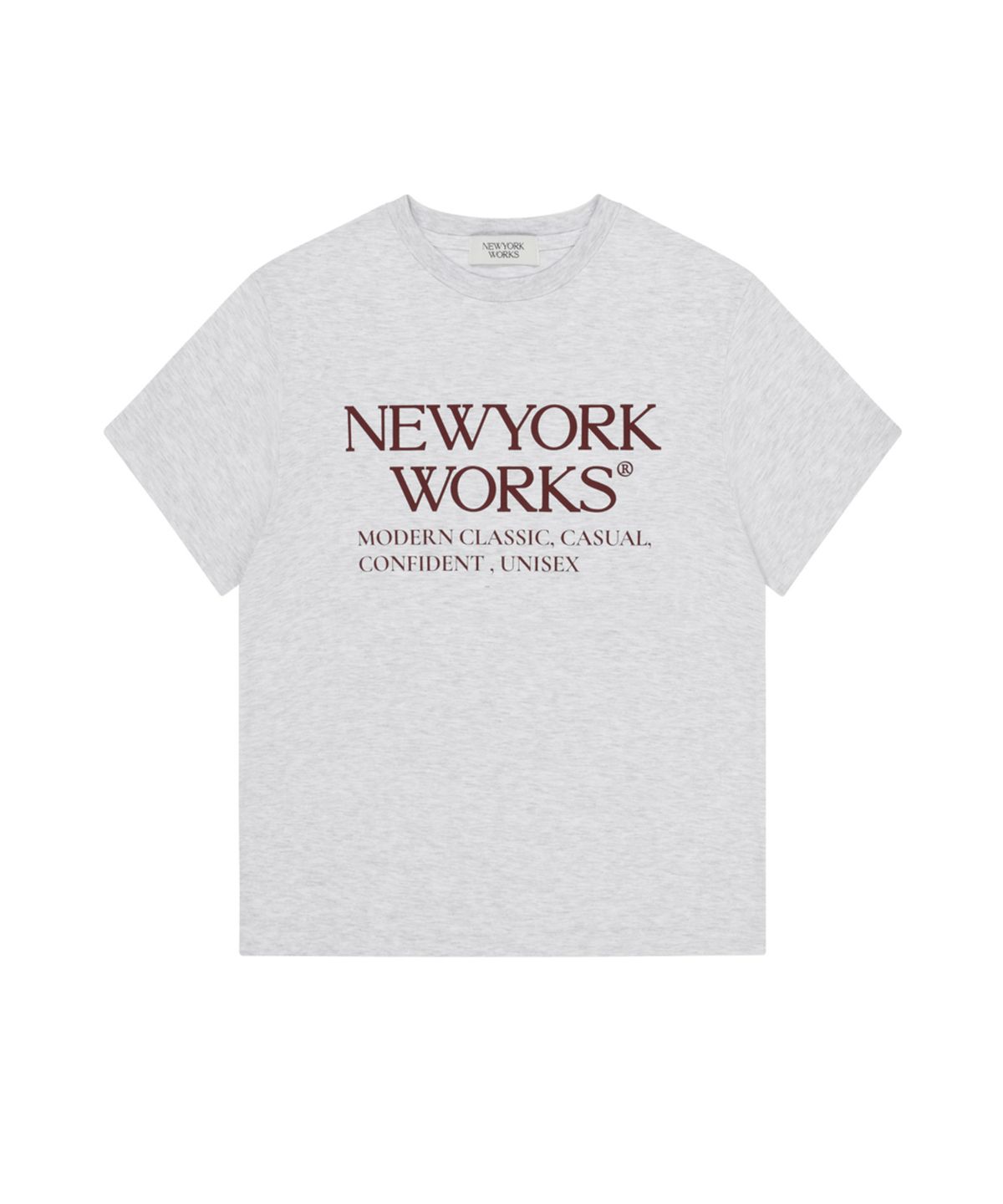 뉴욕웍스(NEWYORKWORKS) 유니섹스 오버핏 티셔츠_ 화이트멜란지