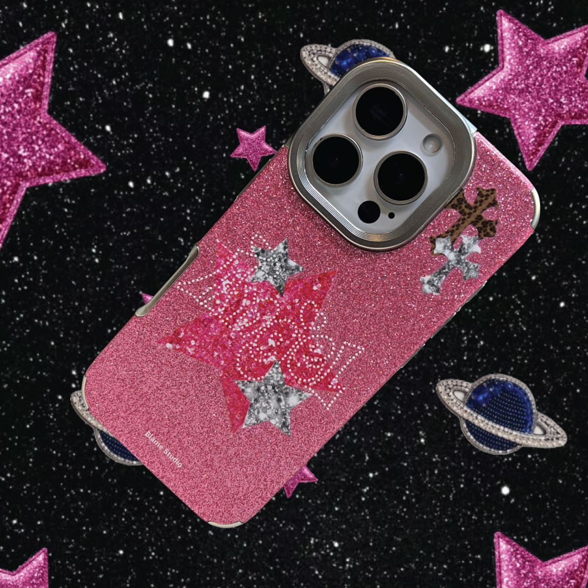 블레임 스튜디오(BLAMESTUDIO) Glitter Hot pink Angel case