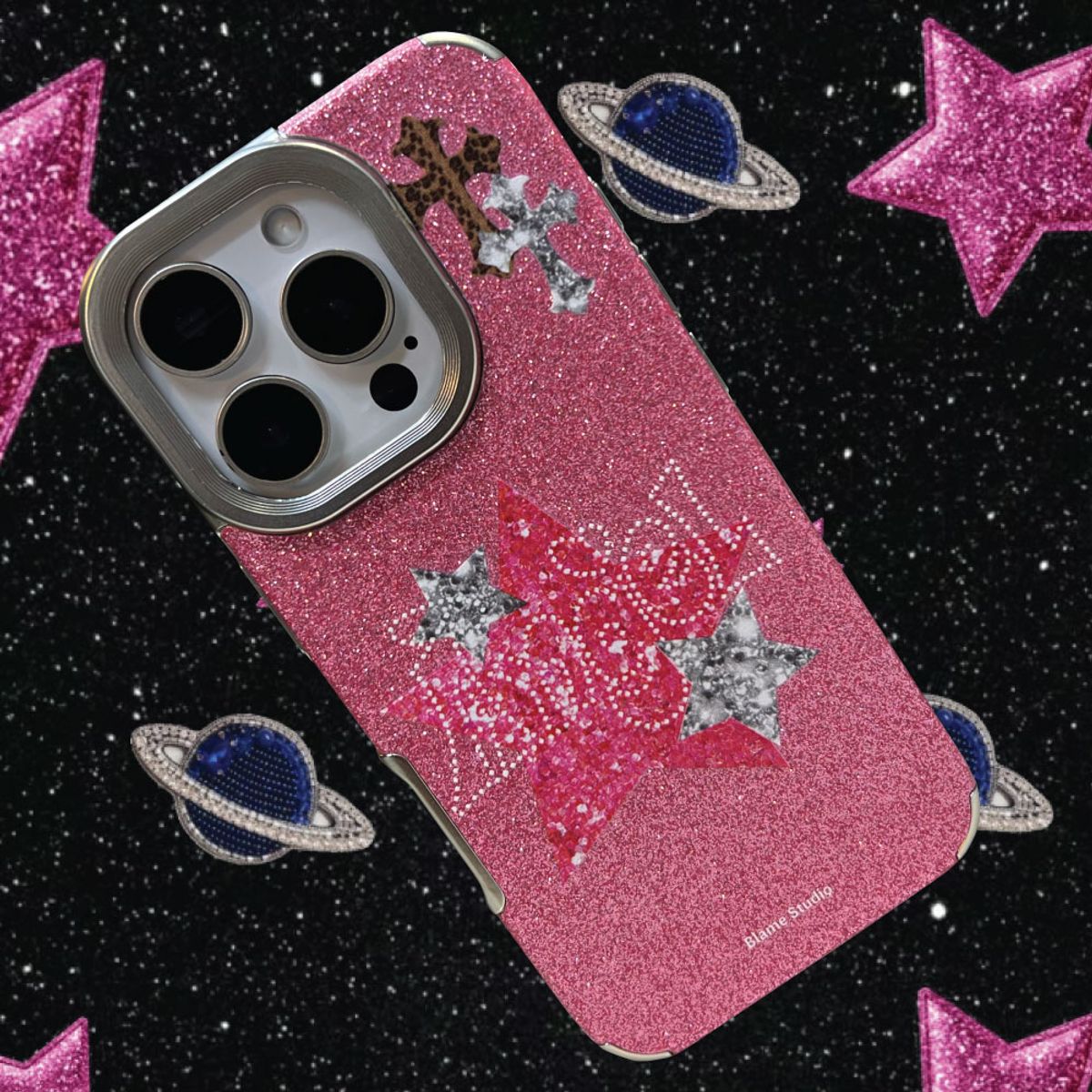 블레임 스튜디오(BLAMESTUDIO) Glitter Hot pink Angel case