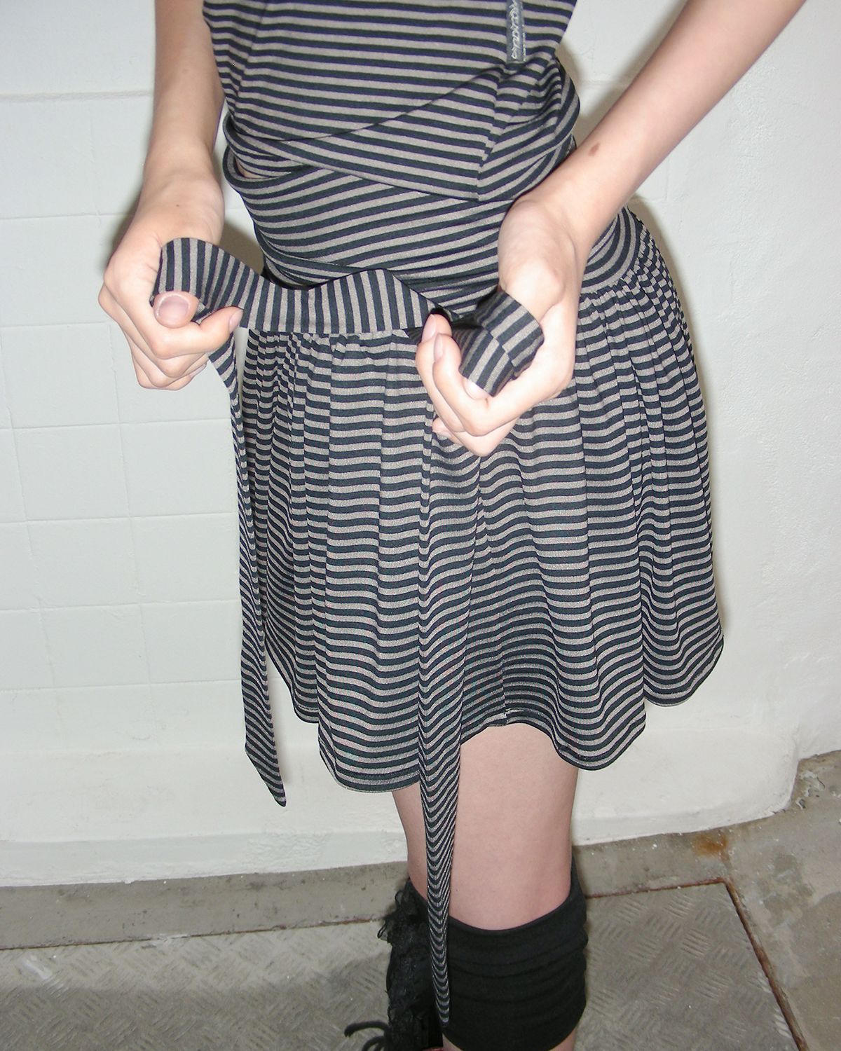 아컨시엘(ARCENCIEL) Striped Tie Skirt