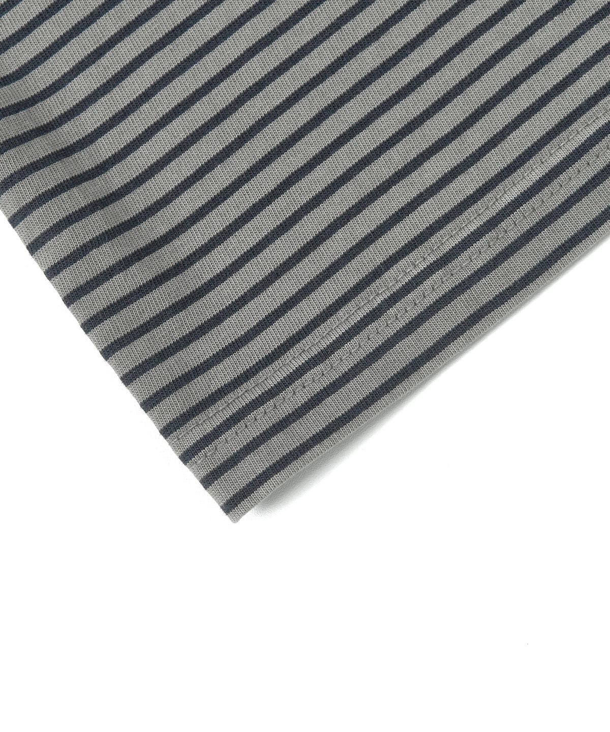 엑스컨테이너(EXCONTAINER) 피그먼트 다이드 스트라이프 하프 티셔츠 (GREY)