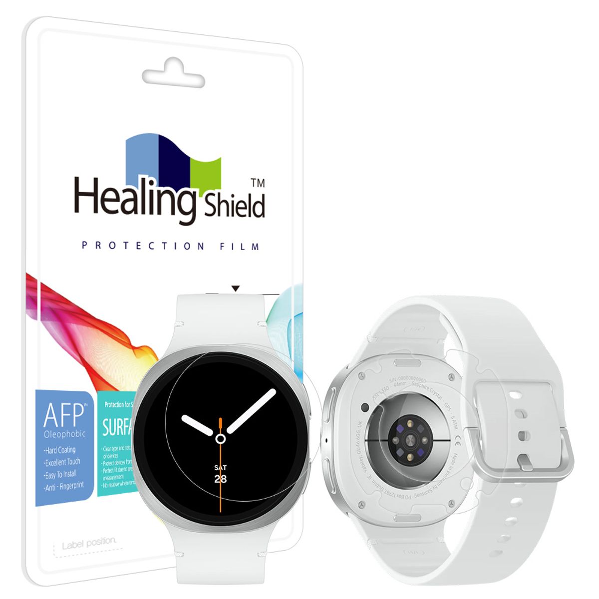 힐링쉴드(HEALINGSHIELD) 갤럭시워치8 44mm 올레포빅 액정보호필름 2매 무광후면필름 2매