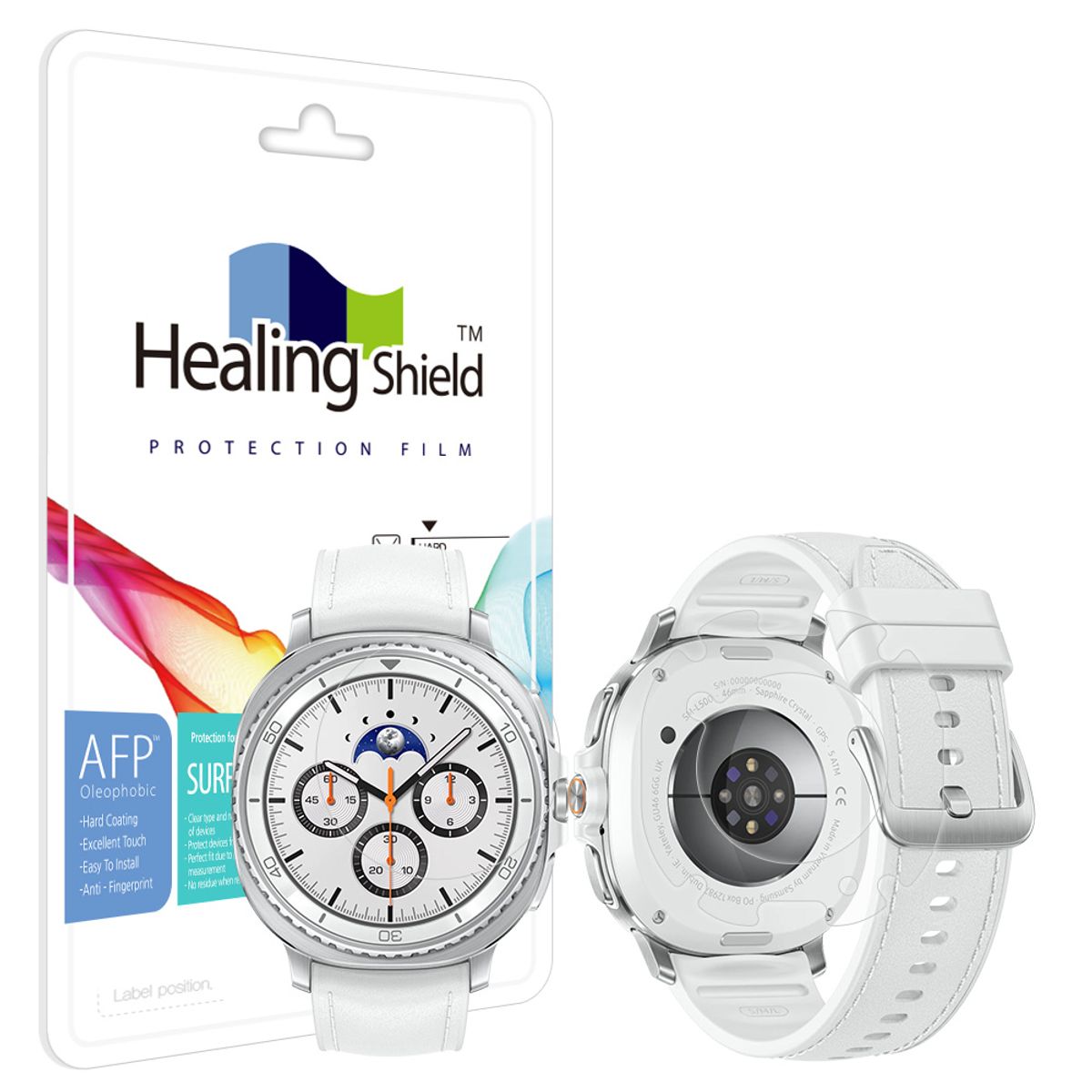 힐링쉴드(HEALINGSHIELD) 갤럭시워치8 클래식 46mm 올레포빅 액정보호필름 2매 무광후면필름 2매