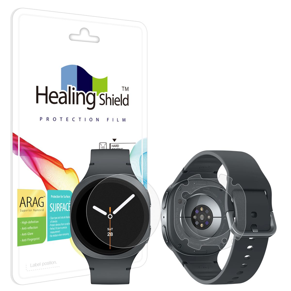 힐링쉴드(HEALINGSHIELD) 갤럭시워치8 40mm ARAG 고화질 저반사 액정보호필름 2매 무광후면필름 2매