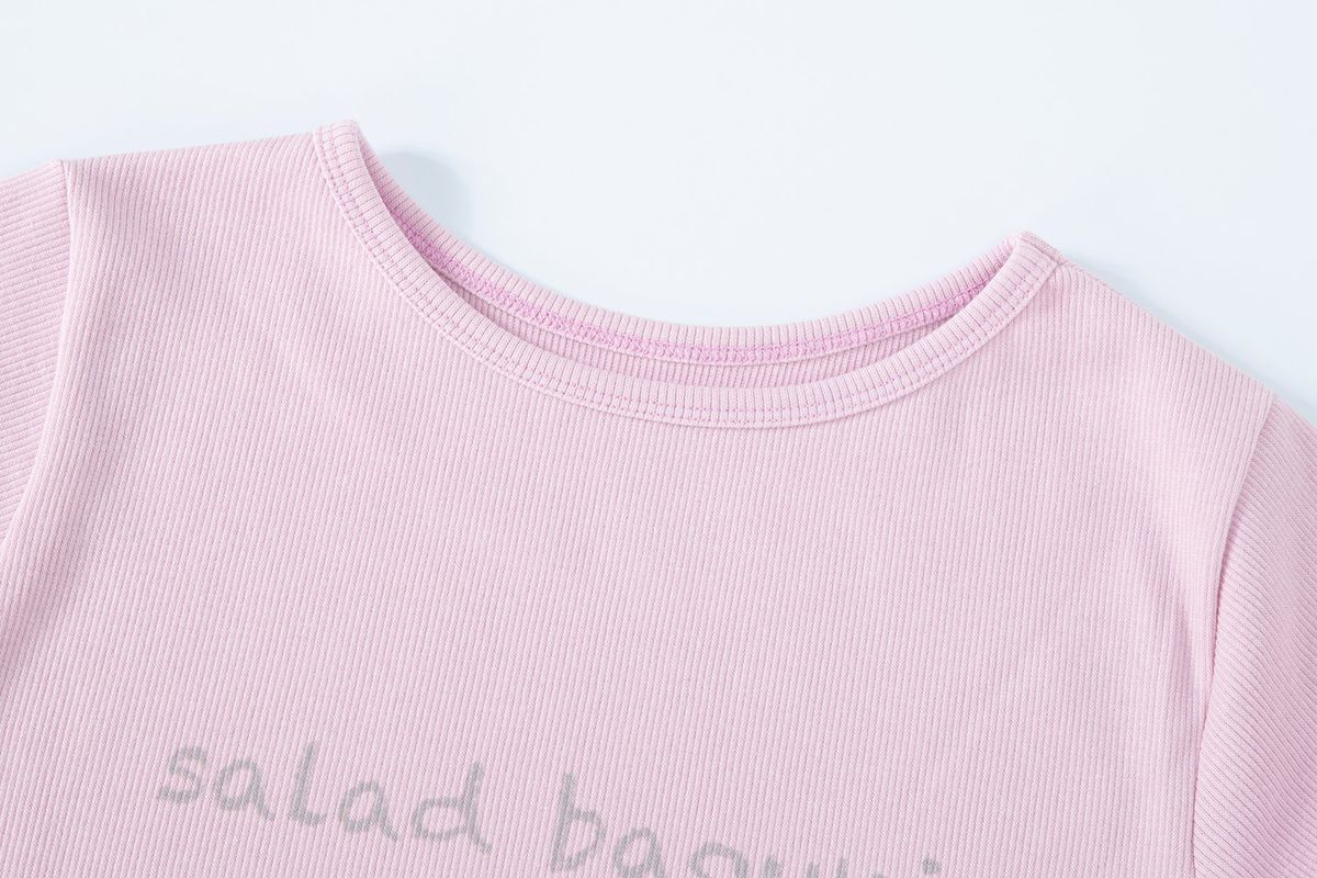 샐러드바구니(SALAD BAGUNI) Provocation lettering ribbed tee - pink