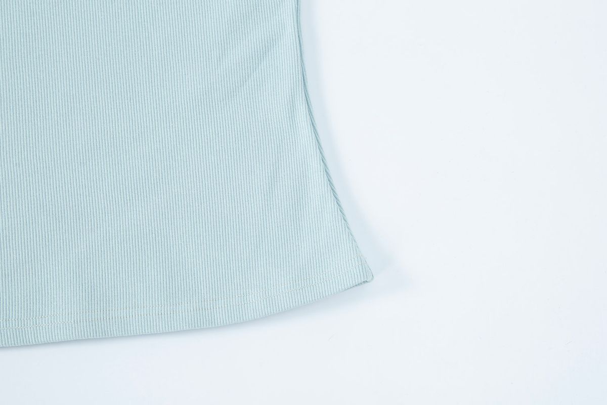 샐러드바구니(SALAD BAGUNI) Provocation lettering ribbed tee - blue