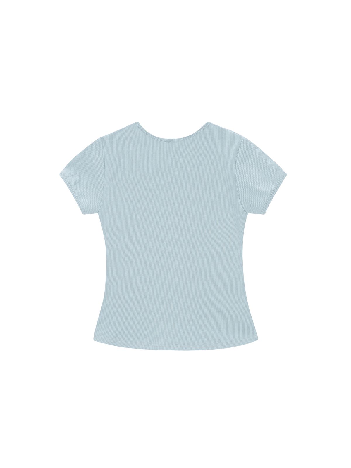 샐러드바구니(SALAD BAGUNI) Provocation lettering ribbed tee - blue