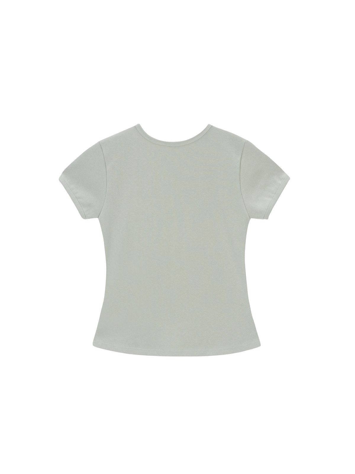샐러드바구니(SALAD BAGUNI) Provocation lettering ribbed tee - olive
