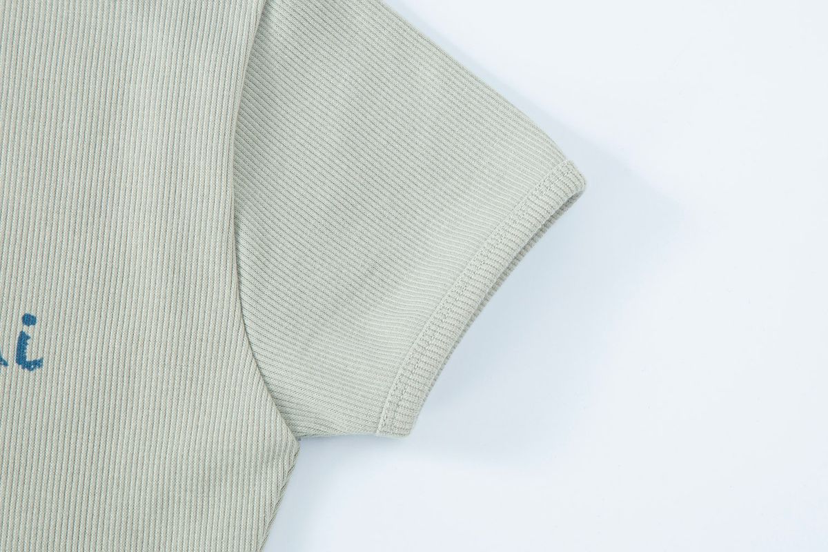 샐러드바구니(SALAD BAGUNI) Provocation lettering ribbed tee - olive