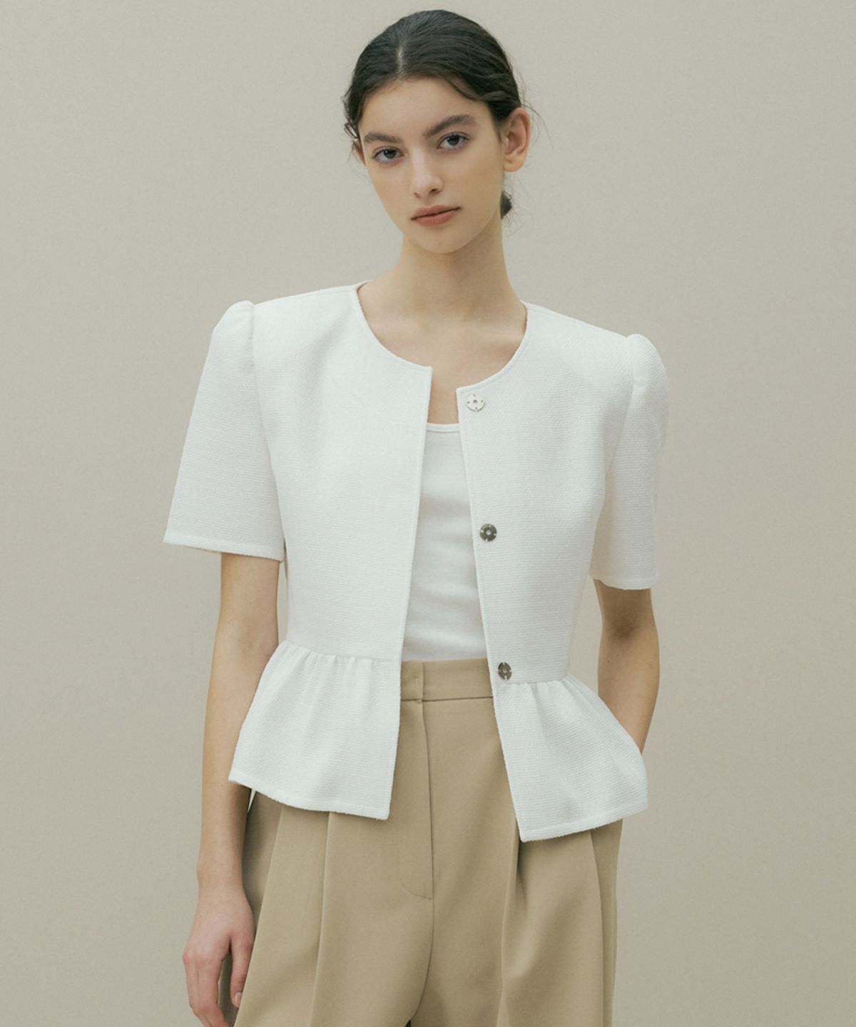 오떼뜨(OCTETTE) TWEED FRILL JK_2COLOR