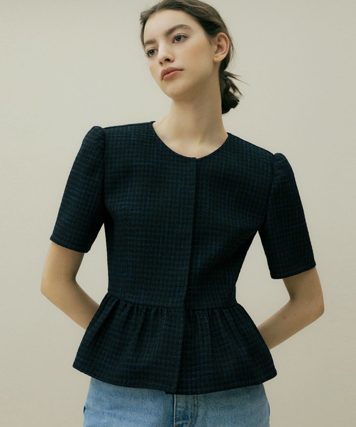 오떼뜨(OCTETTE) TWEED FRILL JK_2COLOR