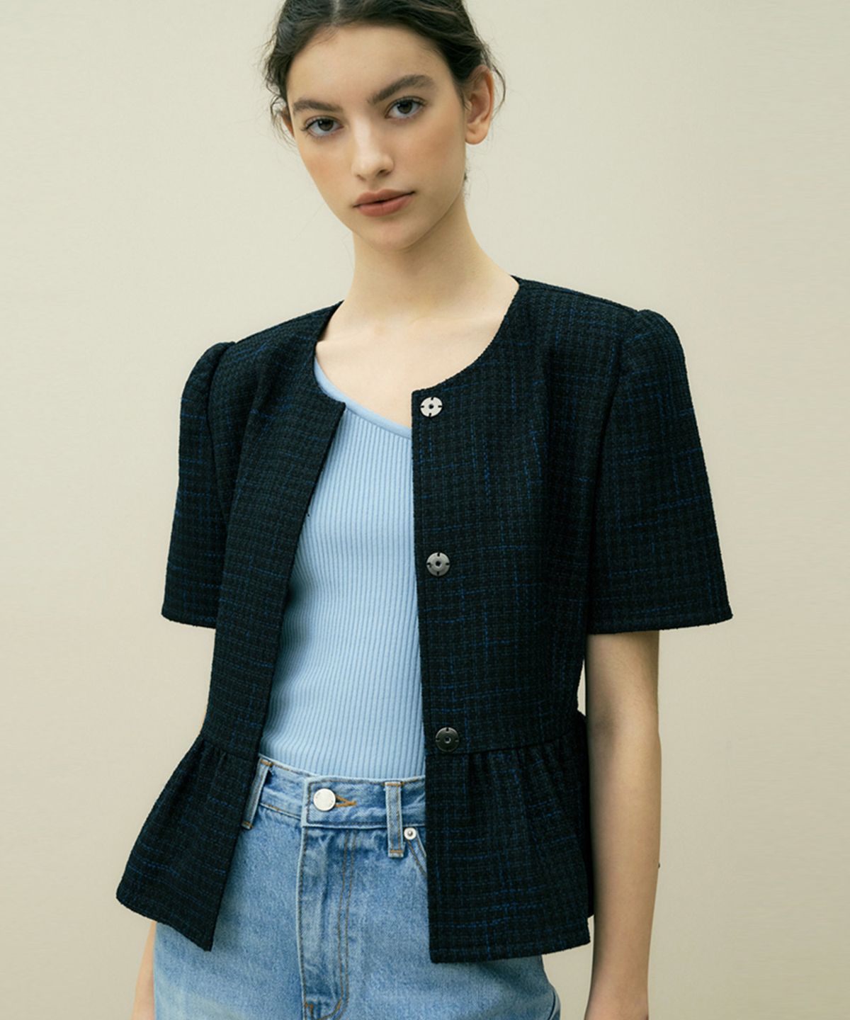 오떼뜨(OCTETTE) TWEED FRILL JK_2COLOR