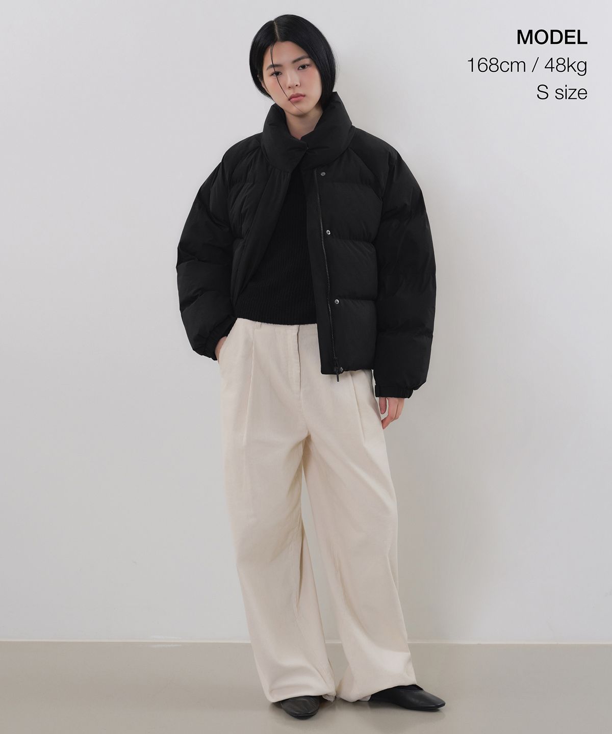 무신사 스탠다드 우먼(MUSINSA STANDARD WOMAN) 우먼즈 데일리 푸퍼 래글런 숏 패딩 재킷 [블랙]
