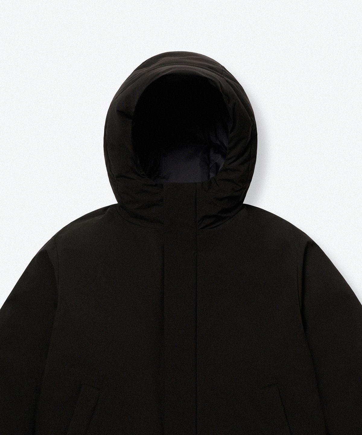 무신사 스탠다드 키즈(MUSINSA STANDARD KIDS) 데일리 푸퍼 미니멀 후디드 숏 패딩 재킷 [블랙]