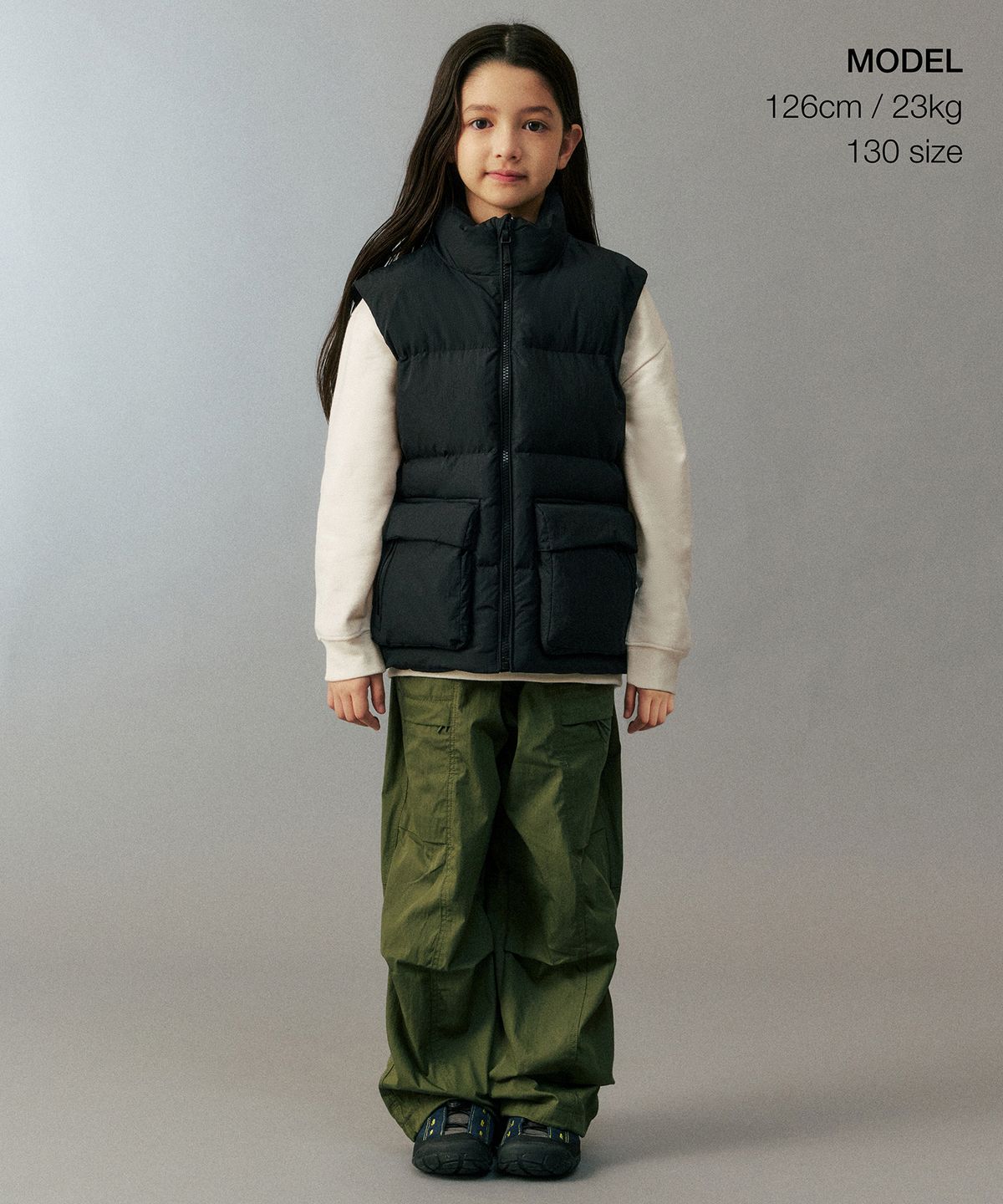 무신사 스탠다드 키즈(MUSINSA STANDARD KIDS) [시티 레저] 패딩 베스트 [블랙]