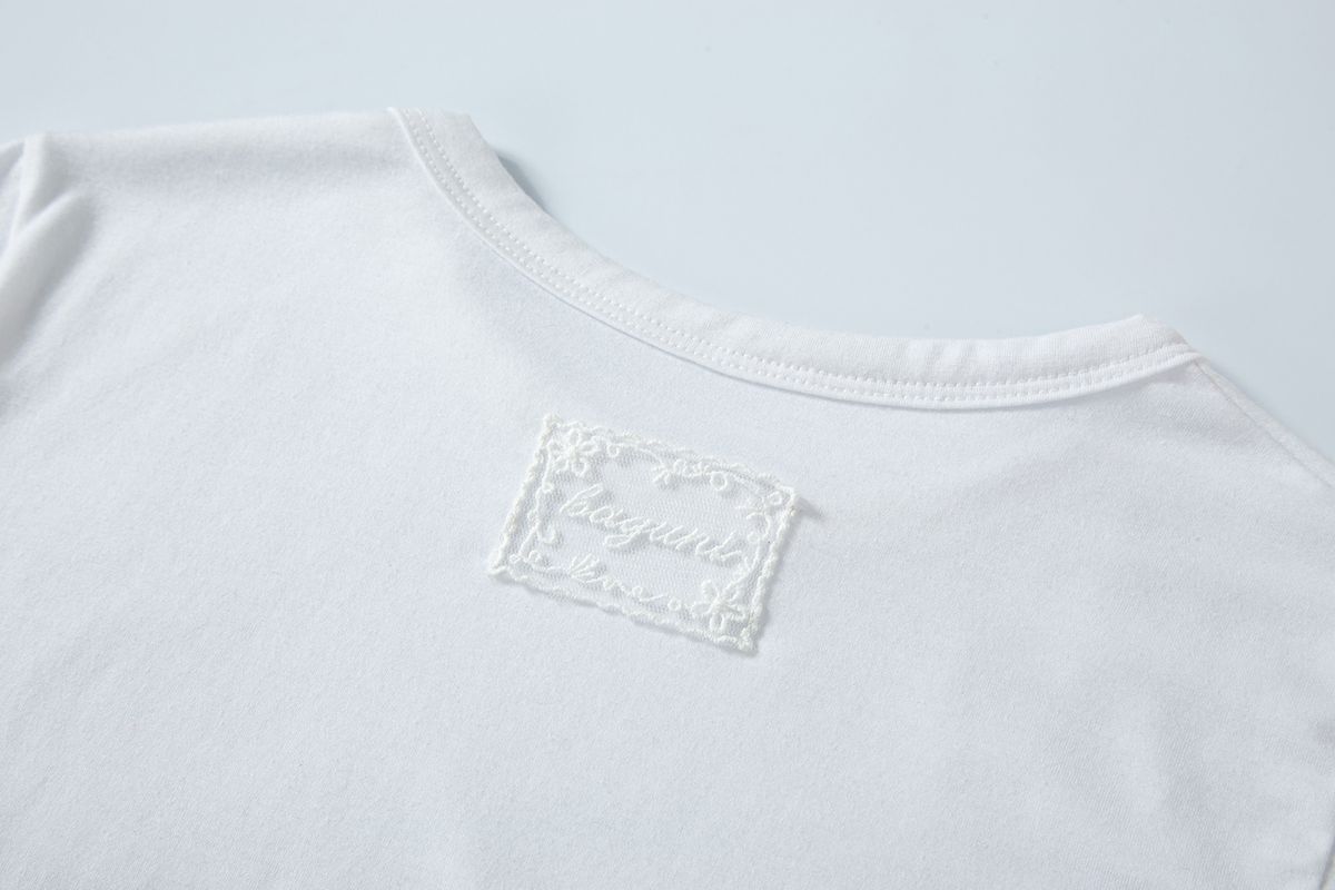 샐러드바구니(SALAD BAGUNI) Lace tag crop tee - white