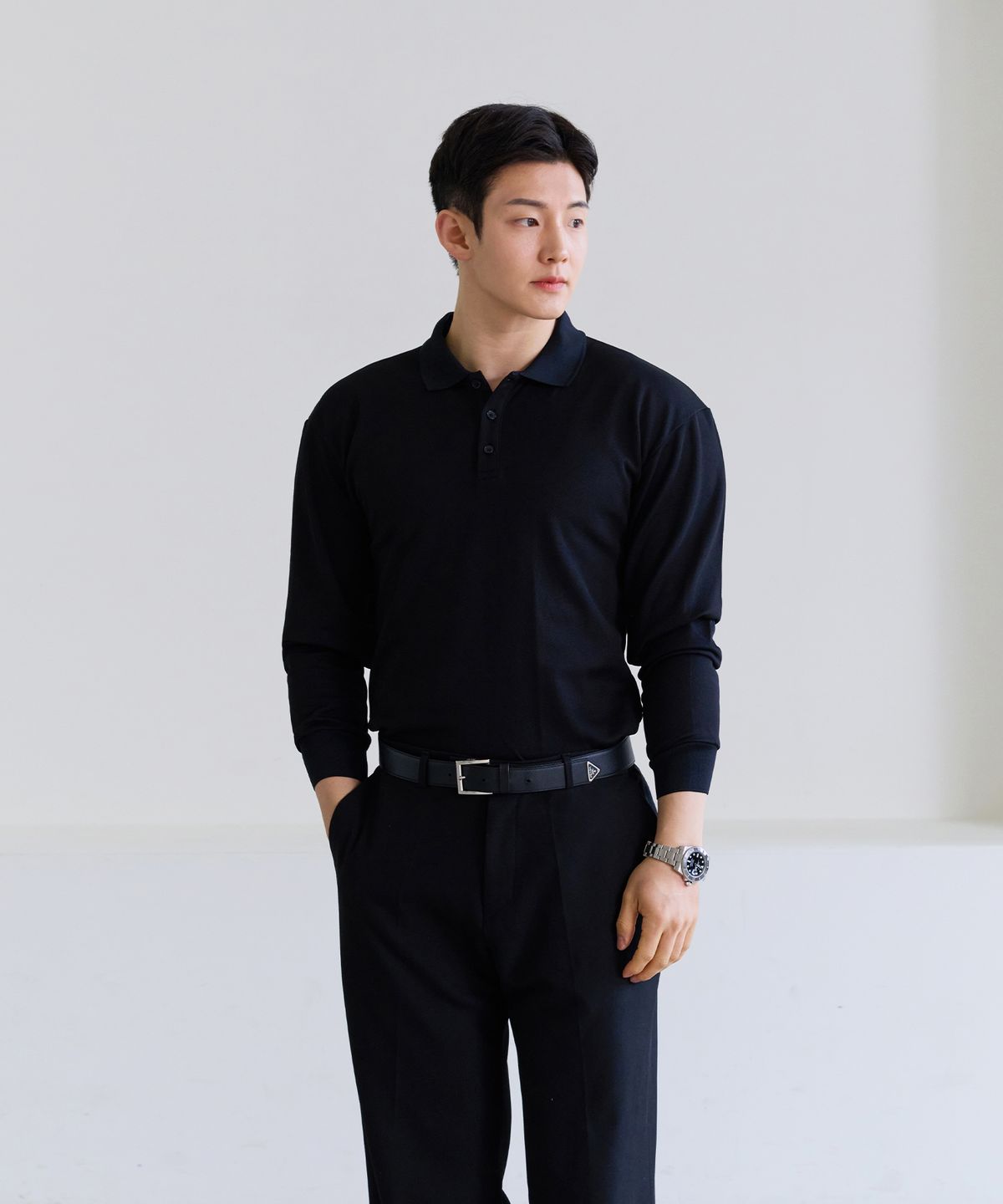 핵쿨남(HECKCOOLNAM) 어깨넓어보이는 남자 머슬핏 긴팔 카라 티셔츠