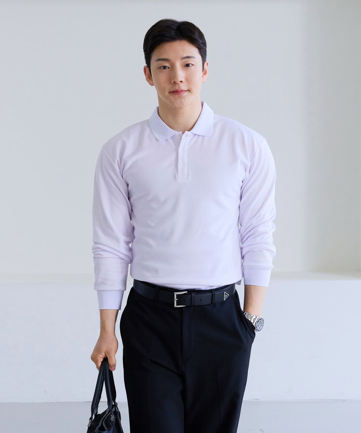 핵쿨남(HECKCOOLNAM) 어깨넓어보이는 남자 머슬핏 긴팔 카라 티셔츠