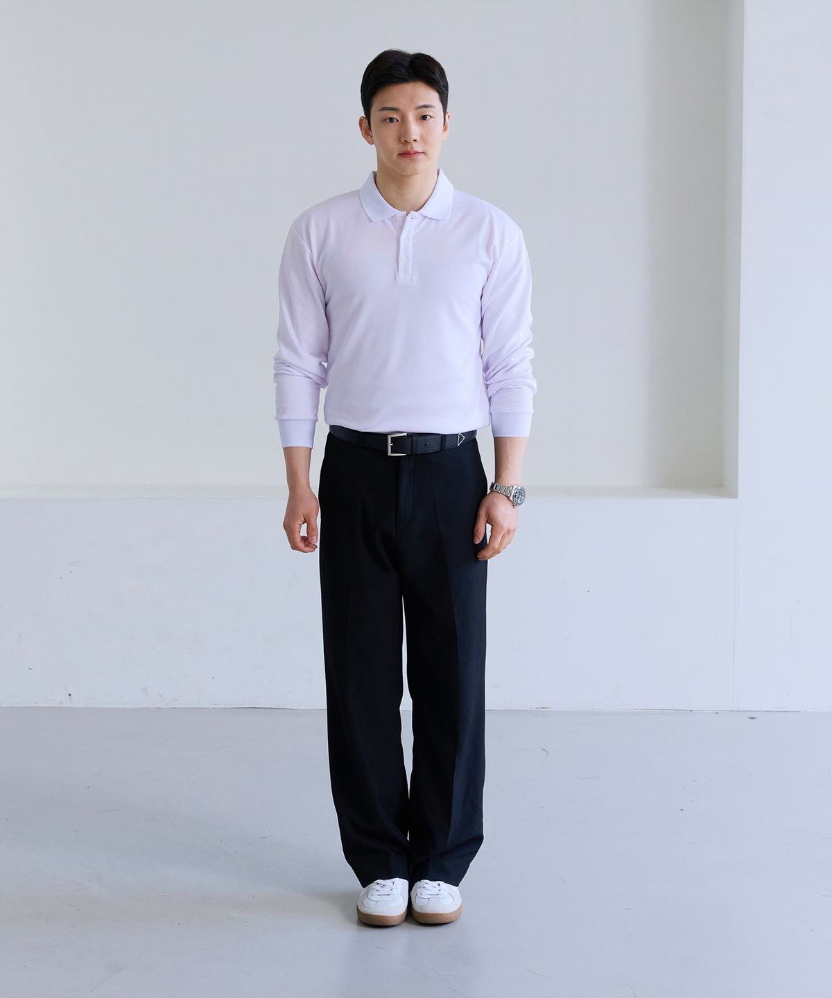 핵쿨남(HECKCOOLNAM) 어깨넓어보이는 남자 머슬핏 긴팔 카라 티셔츠