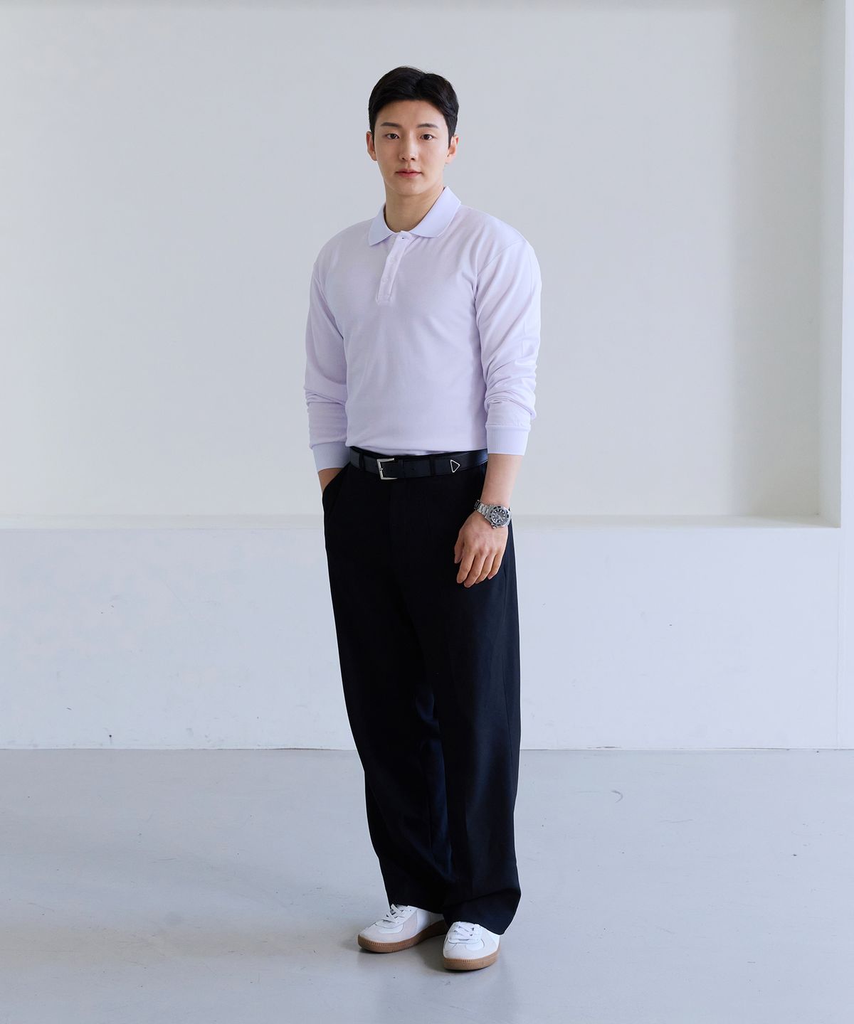 핵쿨남(HECKCOOLNAM) 어깨넓어보이는 남자 머슬핏 긴팔 카라 티셔츠
